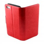 Wholesale iPhone 5C Slim Flip Leather Wallet Case (Red -  Black)